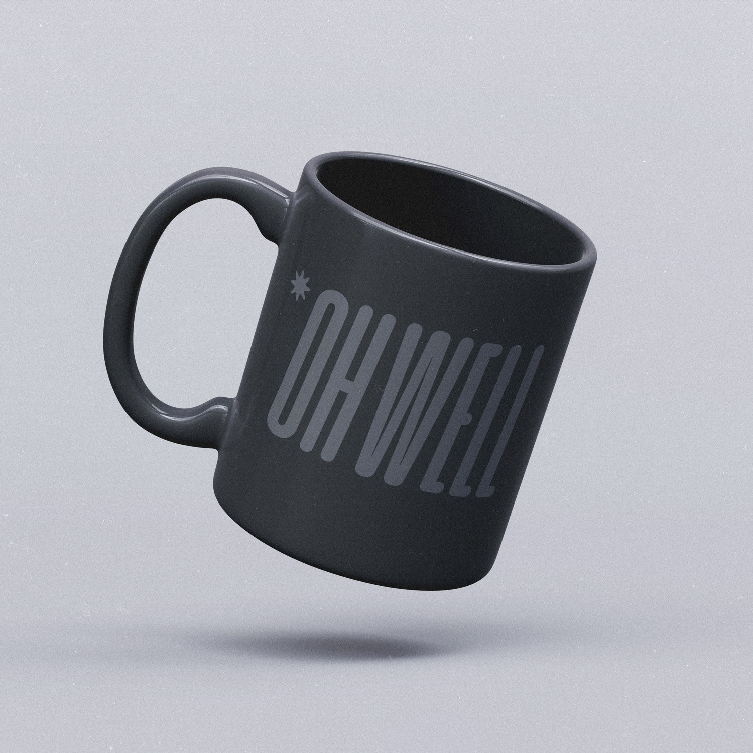 condensed type on a coffee mug