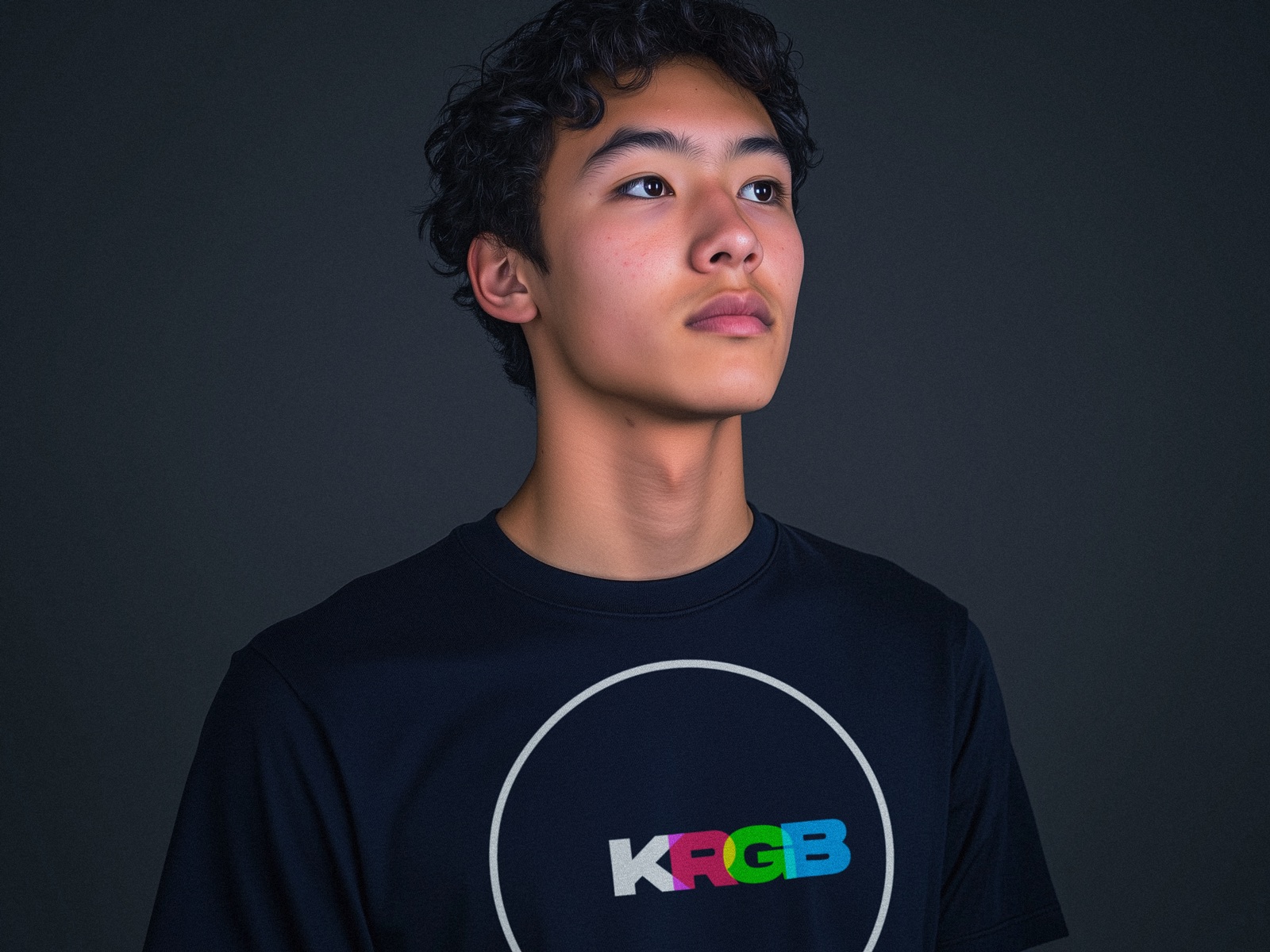 model wearing a KRGB t-shirt